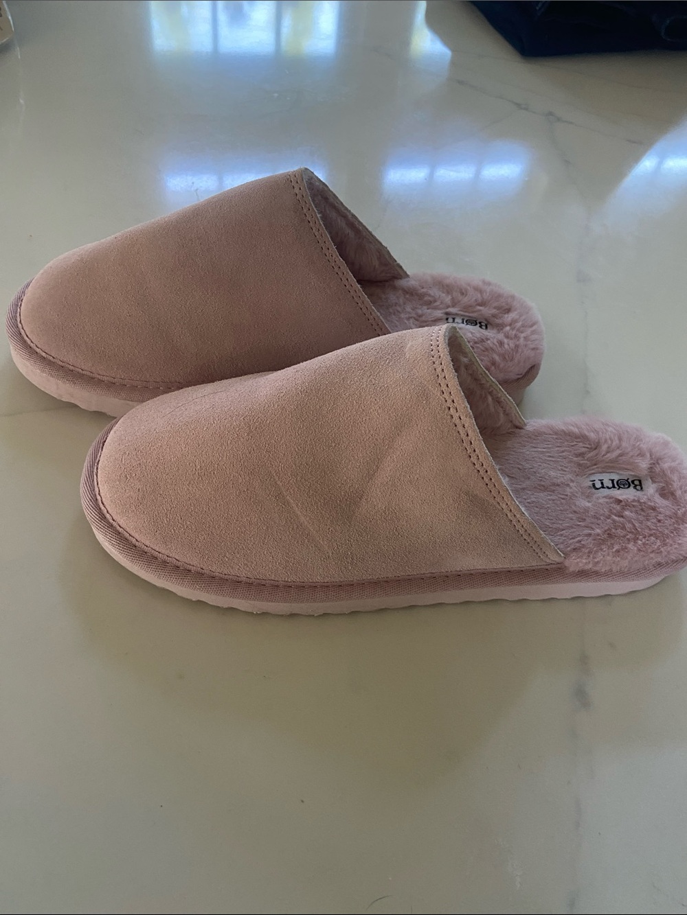 Born Blush Pink Faux Suede Slip-On Slippers - Picture 2 of 15